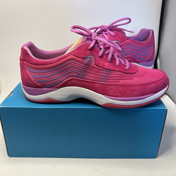 Dansko Shayla Suede Womens US 12.5-13 EU 43 Pink Lace Up Comfort Sneaker Fuchsia - Picture 3 of 11
